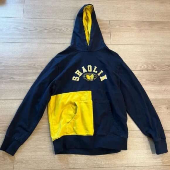 Wu Tang Clan Wear Hoodie Shaolin Embroidered Blue Yellow Colorblock Mens Size M - Picture 1 of 4